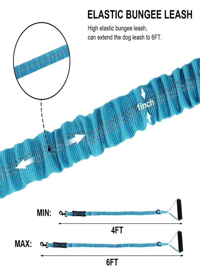Reshiho Heavy Duty Bungee Dog Leash with Shock Absorbing & Reflective Stitching - Adjustable 4-6FT Tactical Training Leash for Strong Pullers, Dual Padded Handles for Medium/Large Dogs（Blue） - Image 2