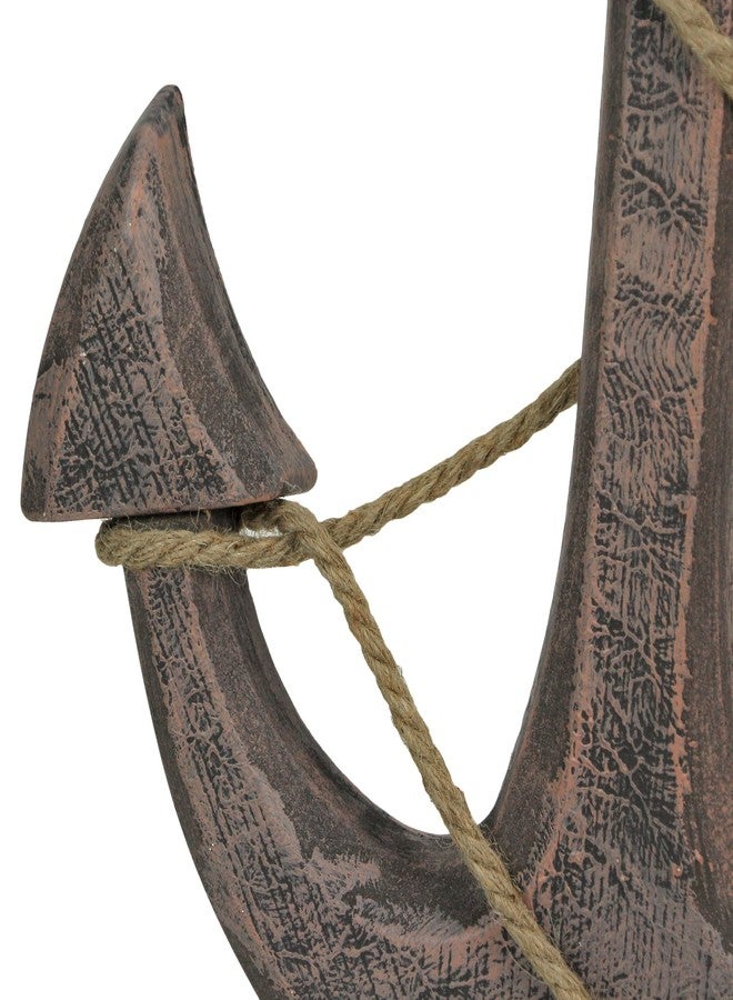 Zeckos Large 24"x16" Ship Anchor & Rope Wall Hanging - Hand-Stained Brown Finish for Nautical Elegance - Easy Installation - Captivating Maritime Or Beach Decor - Image 3