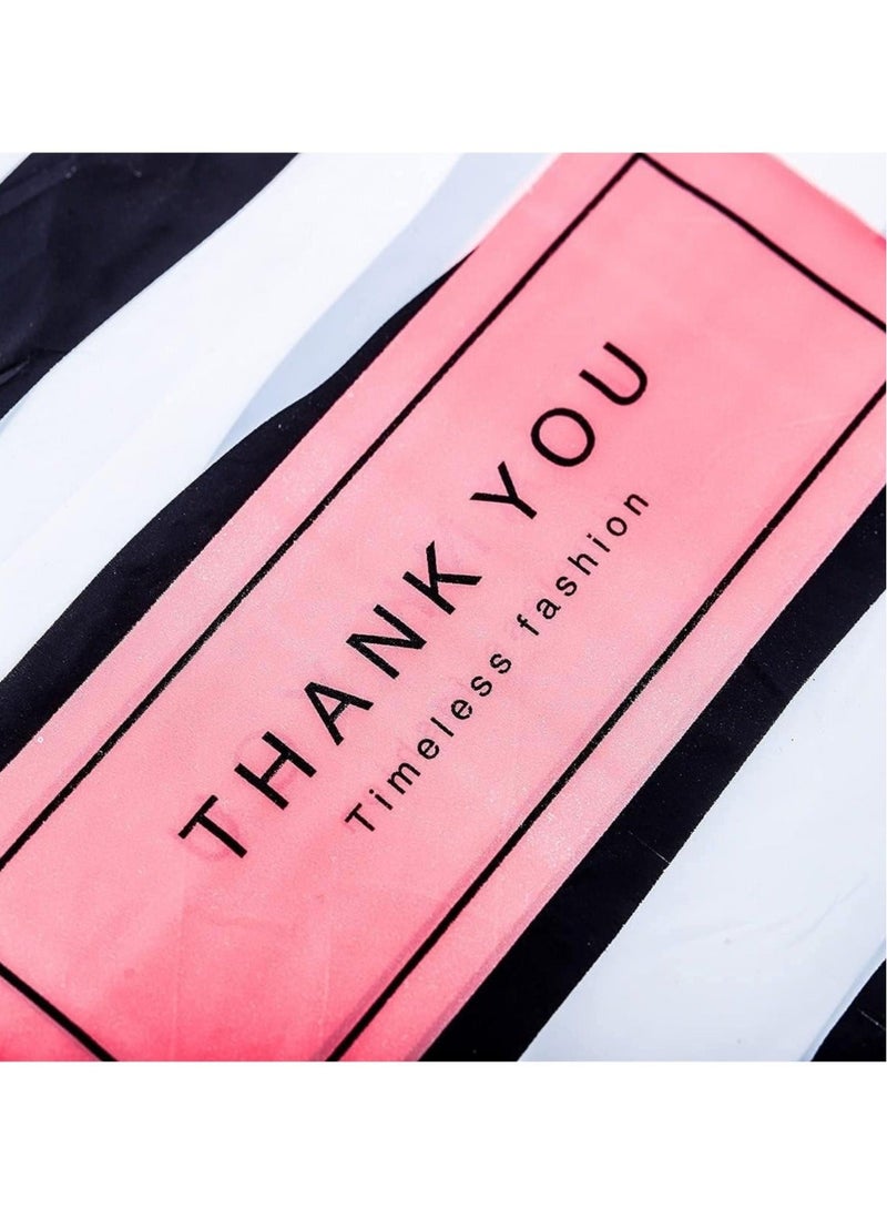 100 Pcs Small Thank You Plastic Merchandise Bag, Plastic Shopping Bag Die Cut with Handle, Goods Retail, Gift Package, for Small Business 11.8" x 15.7" - Image 2