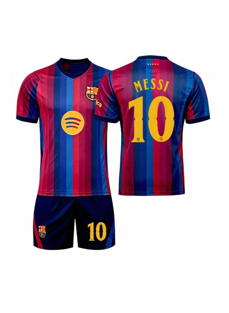 Barcelona 26-27 Barcelona Home Soccer Kit Messi #10 Short Sleeve Jersey & Shorts Set Multiple Sizes For Football Fans - Image 1