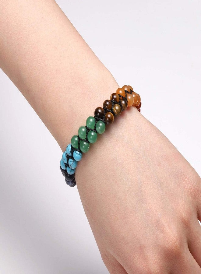 Jovivi Bead Chakra Bracelet - 6mm Double Layer Beaded 7 Chakra Healing Crystal Stones Bracelets Anxiety Bracelet for Men Women Couple Friendship Jewelry - Image 5