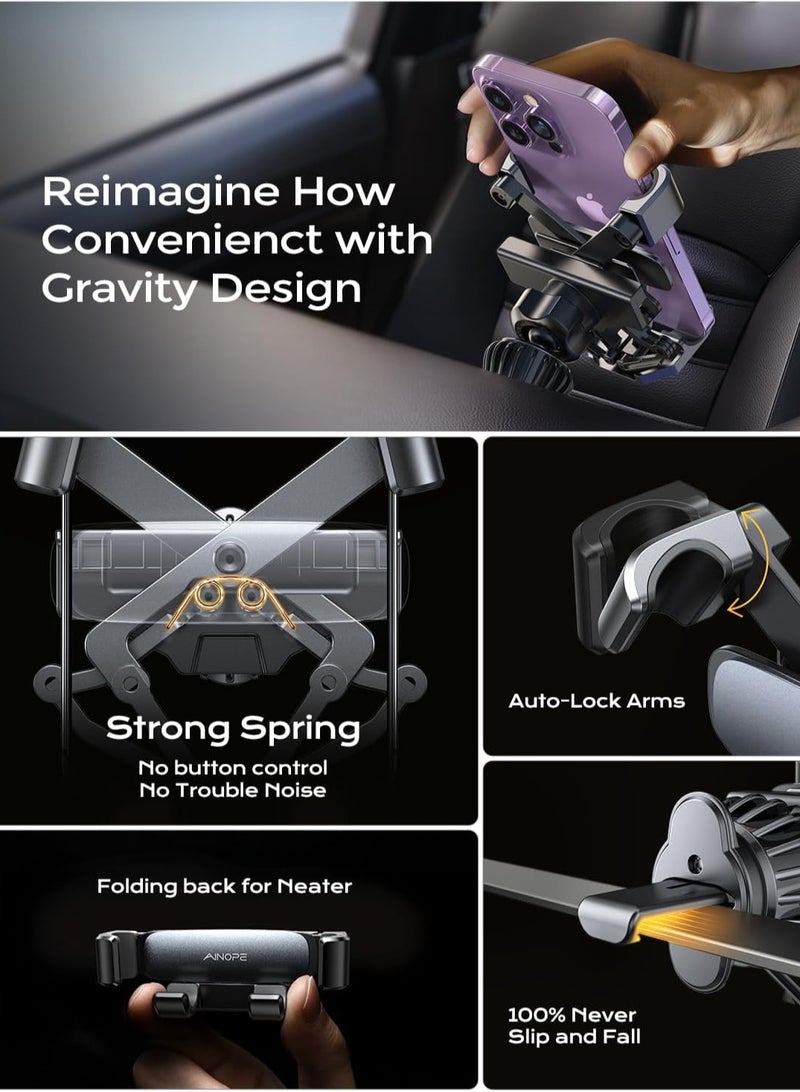 Gravity Magnetic Car Phone Holder Mobile Holder for Car Mount Air Vent with Clip Auto Lock Hands Free Car Phone Holder Magnetic fits for iPhone 15 and  All Phones
