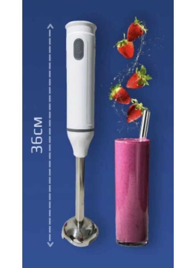 Hand Blender 200W – Stainless Steel Blade – One-Touch Control – Lightweight & Compact Design – Ideal for Smoothies, Soups, Sauces – 1 Piece – White  - Image 4