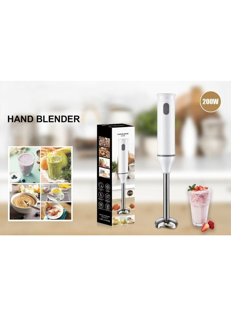 Hand Blender 200W – Stainless Steel Blade – One-Touch Control – Lightweight & Compact Design – Ideal for Smoothies, Soups, Sauces – 1 Piece – White  - Image 2