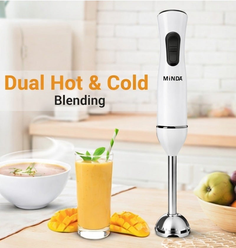 Minda Hand Blender 600W – Stainless Steel Blade – One-Touch Control – Lightweight & Compact Design – Ideal for Smoothies, Soups, Sauces – 1 Piece – White - Image 3