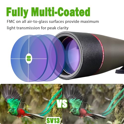 SVBONY SV13 2060x80 HD Spotting Scope BAK4 Prism Angled Spotter Scope with Tripod Carrying Bag and Phone Adapter IPX7 Waterproof Scope for Wildlife Observation Bird Watching Digiscoping - Image 3