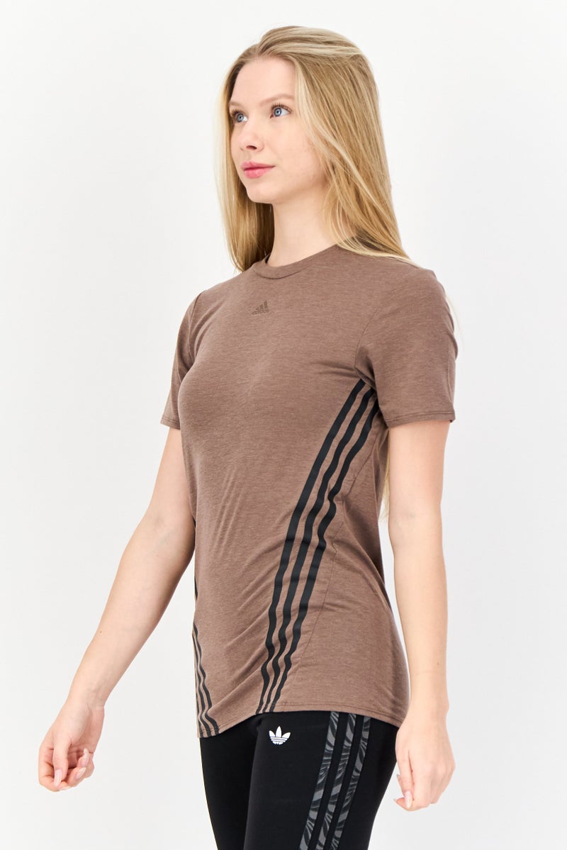 Adidas Women Sportswear Fit Short Sleeve Outdoor T-Shirt, Brown  - Image 4