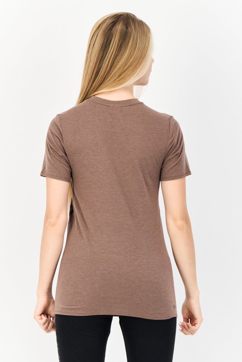 Adidas Women Sportswear Fit Short Sleeve Outdoor T-Shirt, Brown  - Image 2