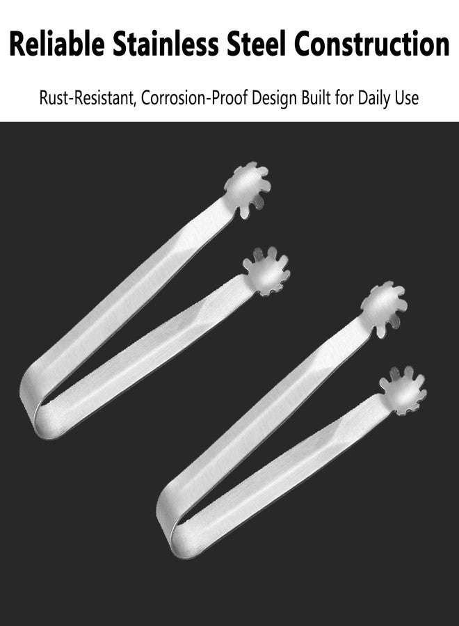 ZGGAZCA 2PCS Ice Tongs Mini 3.5" Small Metal Tong Grabber with Short Handle for Sugar Tea Tiny Cubes Buckets Bar Use Cube Tongs for Bucket Mini Serving Tools and More - Image 3