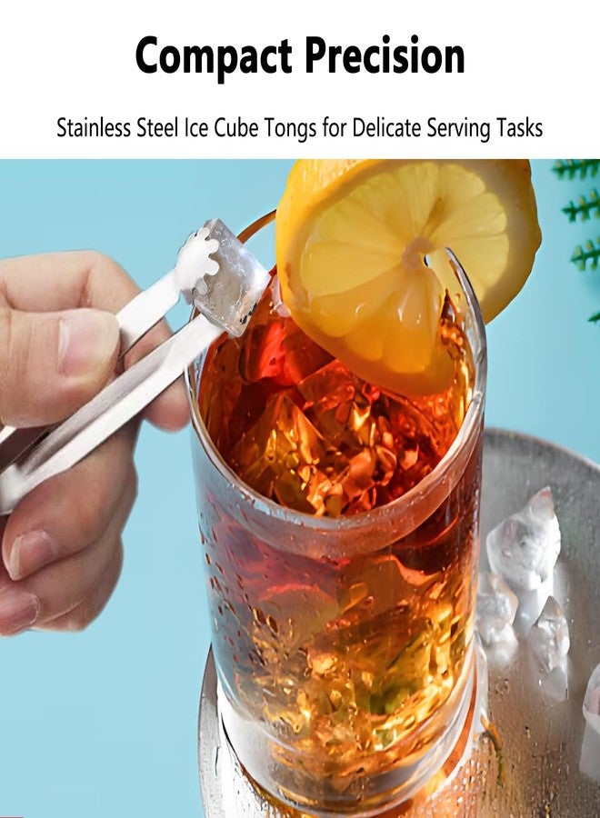 ZGGAZCA 2PCS Ice Tongs Mini 3.5" Small Metal Tong Grabber with Short Handle for Sugar Tea Tiny Cubes Buckets Bar Use Cube Tongs for Bucket Mini Serving Tools and More - Image 4