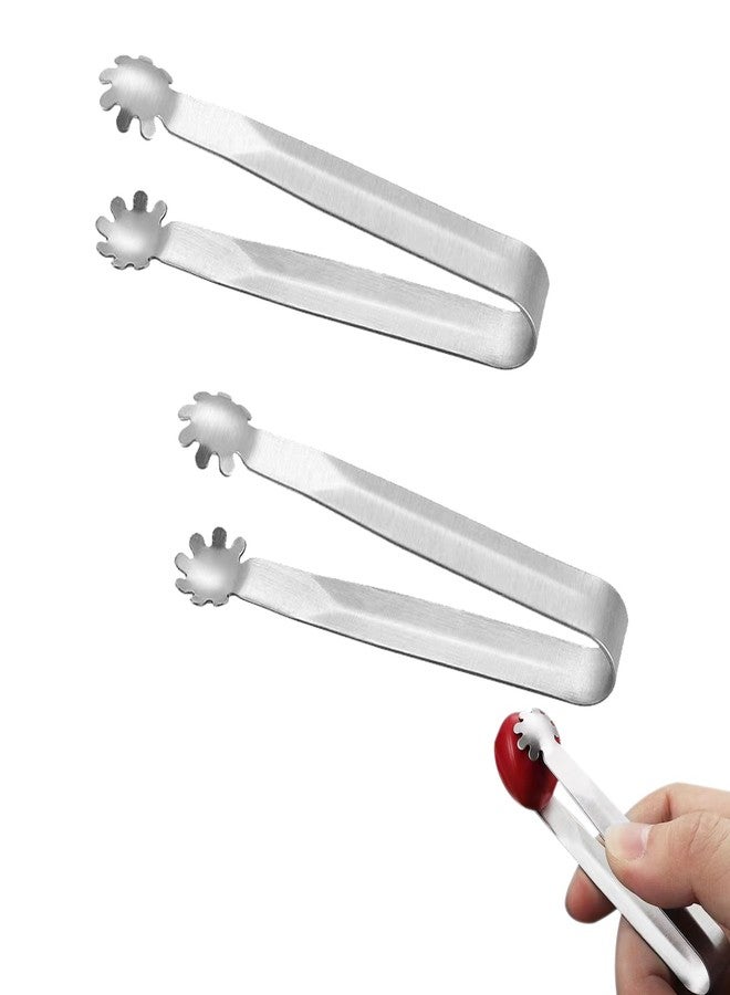 ZGGAZCA 2PCS Ice Tongs Mini 3.5" Small Metal Tong Grabber with Short Handle for Sugar Tea Tiny Cubes Buckets Bar Use Cube Tongs for Bucket Mini Serving Tools and More - Image 1