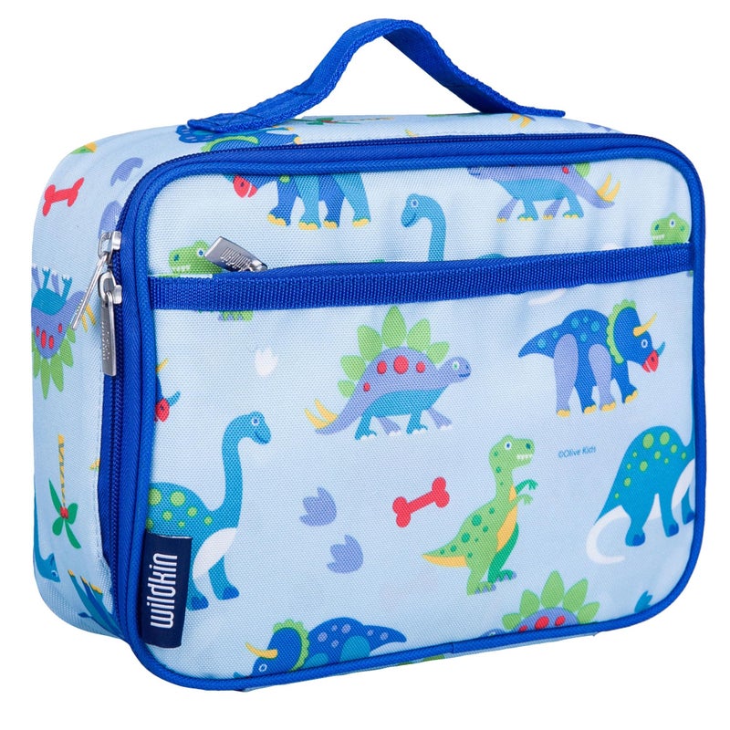 Wildkin Kids Insulated Lunch Box Boys  Durable and Reusable for School  Travel Dinosaur Land