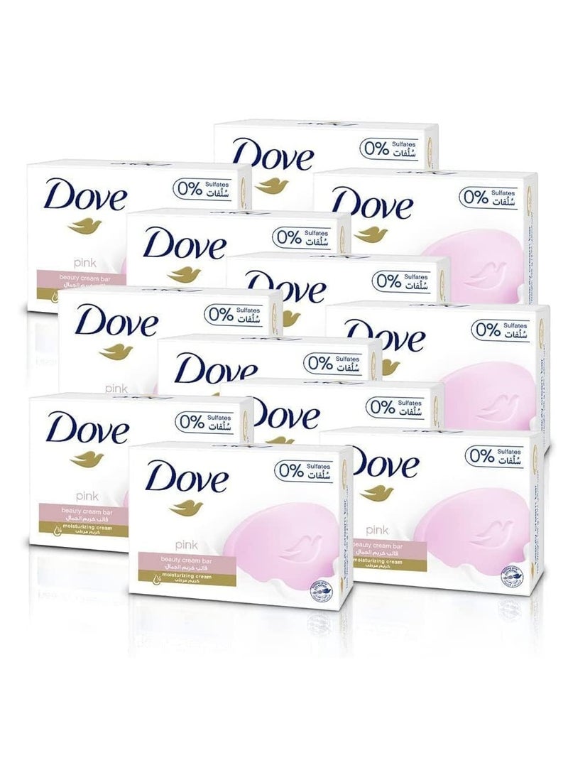 دوف صابون قالب كريم الجمال المرطب وردي 135 جم مكونة من 12 قطعة - Image 1