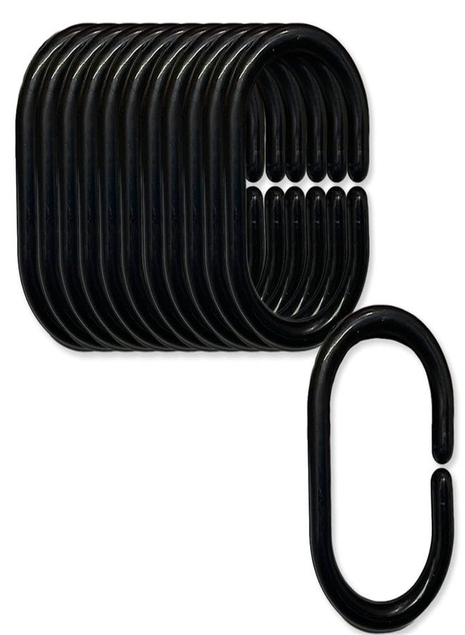 Much Hotter Plastic Shower Curtain Rings, Shower Curtain Hooks, 12 Pcs C Shaped Shower Hooks for Shower Curtain, Shower Curtain Hooks for Bathroom (Black) - Image 1