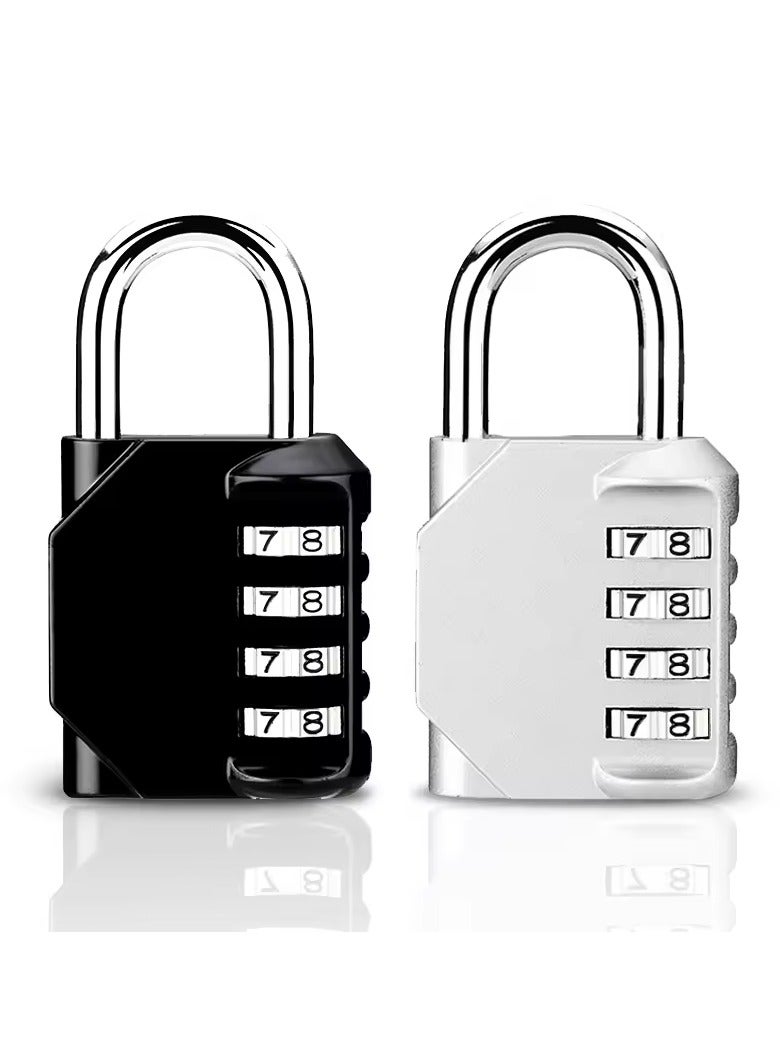 2-Piece Password Padlock,Luggage Lock,4 Digit Outdoor Waterproof Padlock Black# Silver  - Image 1