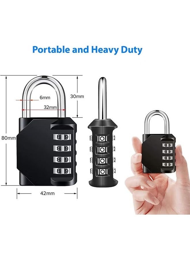 2-Piece Password Padlock,Luggage Lock,4 Digit Outdoor Waterproof Padlock Black# Silver  - Image 2