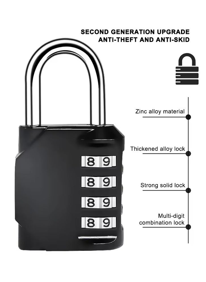 2-Piece Password Padlock,Luggage Lock,4 Digit Outdoor Waterproof Padlock Black# Silver  - Image 5