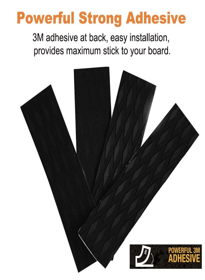 Nonebranded Surfboard Traction Pads, 4Pieces Black Surfing Front Traction Anti-Slip Pad for Surfboards, Skimboards, Shortboards, Longboards and Kayak - Image 3