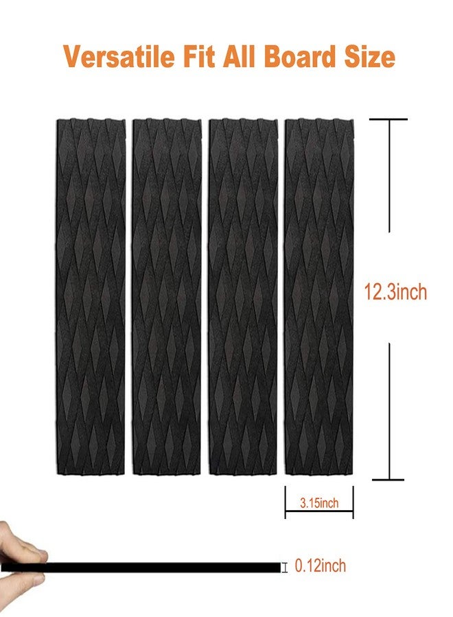 Nonebranded Surfboard Traction Pads, 4Pieces Black Surfing Front Traction Anti-Slip Pad for Surfboards, Skimboards, Shortboards, Longboards and Kayak - Image 4