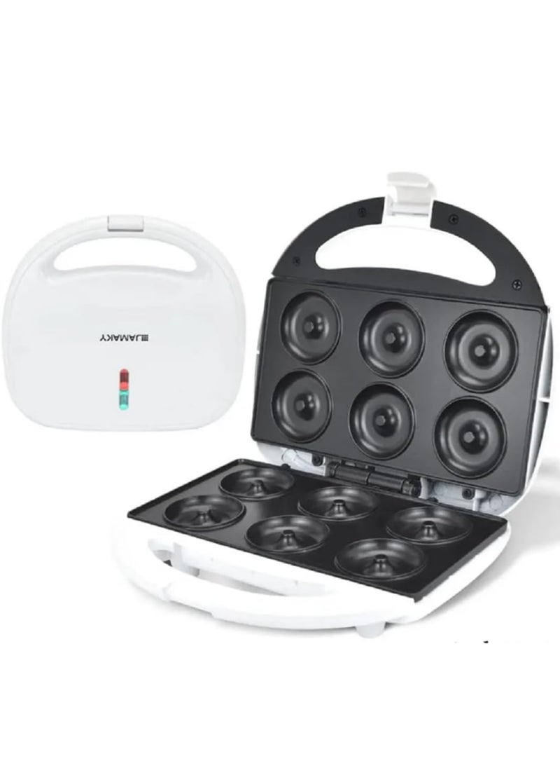 JAMAKY Italy - Donut maker with Italian technology, 1000 watt device designed for home use with fixed donut plates, non-stick color, white, model JMK 2008 - Image 1