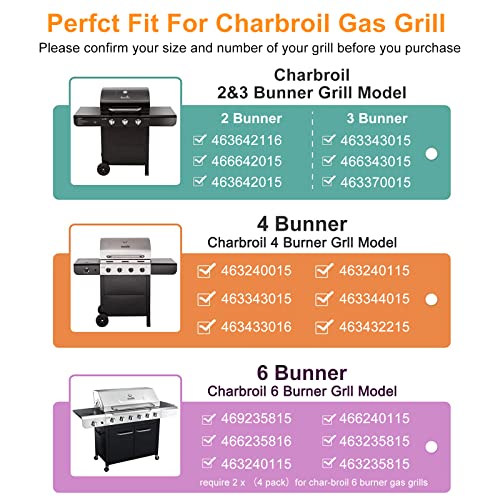Utheer Grill Replacement Parts for Charbroil Advantage Series 4 Burner 463344015 463343015 463240015 463432215 Gas Grills, 3 Burner 463436815, Grill Burner Heat Plate Shield Adjustable Crossover Tube - Image 2