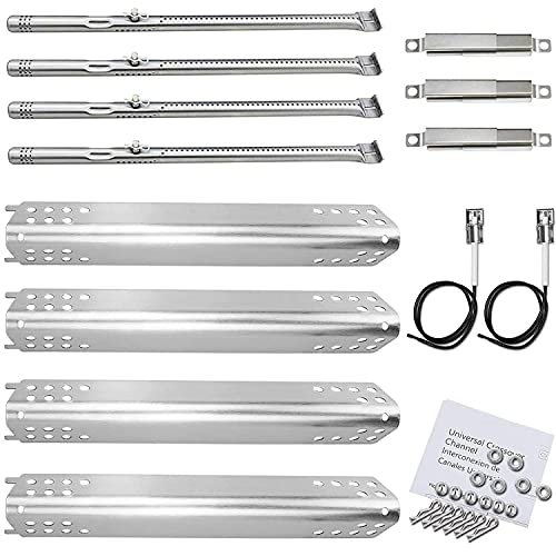 Utheer Grill Replacement Parts for Charbroil Advantage Series 4 Burner 463344015 463343015 463240015 463432215 Gas Grills, 3 Burner 463436815, Grill Burner Heat Plate Shield Adjustable Crossover Tube - Image 1