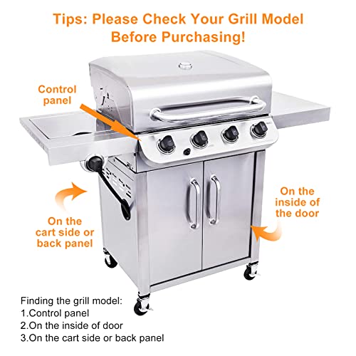 Utheer Grill Replacement Parts for Charbroil Advantage Series 4 Burner 463344015 463343015 463240015 463432215 Gas Grills, 3 Burner 463436815, Grill Burner Heat Plate Shield Adjustable Crossover Tube - Image 5
