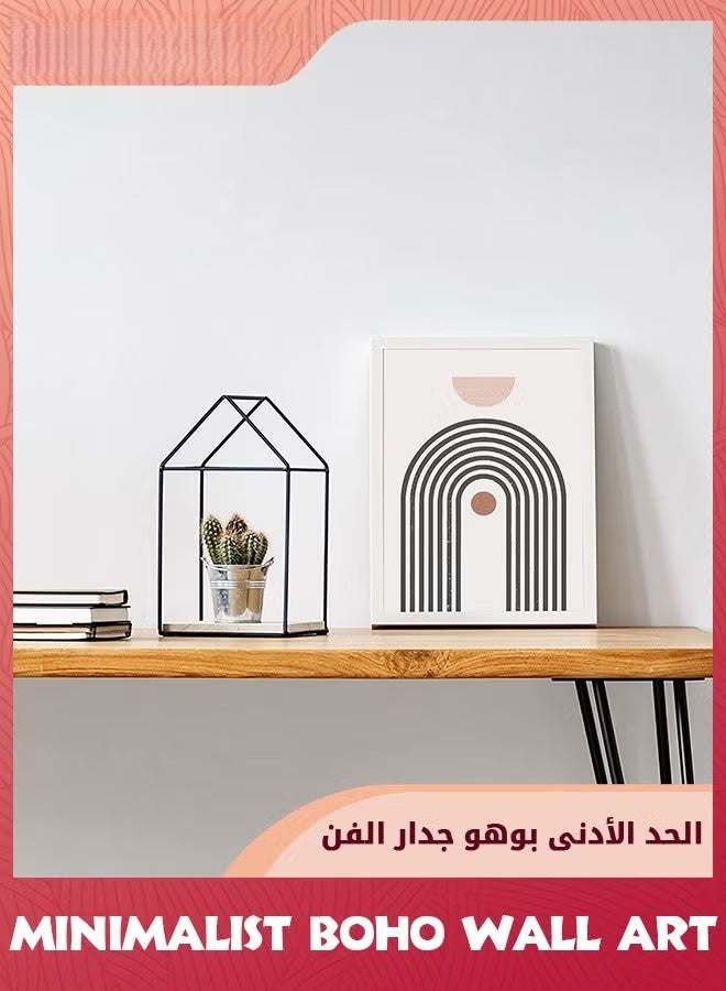 الحد الأدنى بوهو الجدار الفن,الرسم السفر بدون إطار,غرفة المعيشة الحديثة منتصف القرن الفن المجرد,الهندسية الشمس الشروق البيج ديكور الجدار الفن بوهو الطباعات,4 أجهزة كمبيوتر شخصية الأعمال الفنية الجمالية,غير إطار 30x40 سم - Image 3
