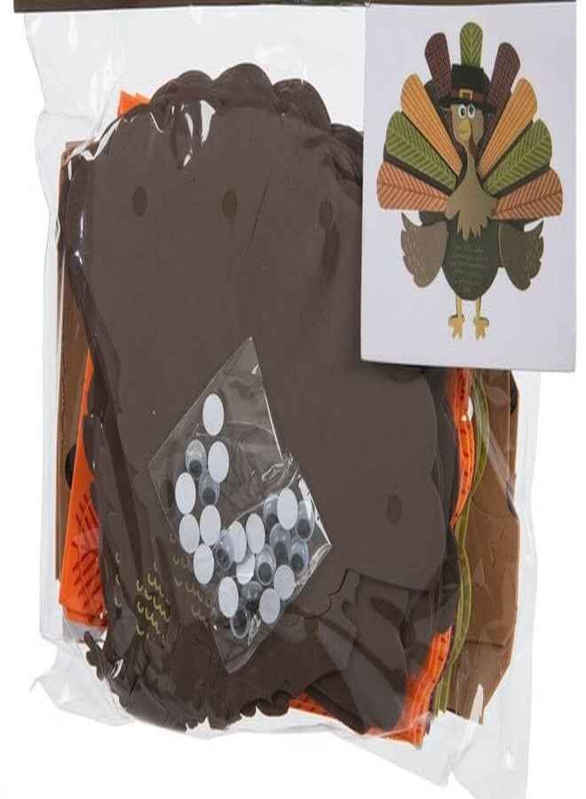 Gerson Set of 12 Turkey Foam Craft Kits for Fall and Thanksgiving School Kid Fun, Brown and Orange, (CHG F124) - Image 2