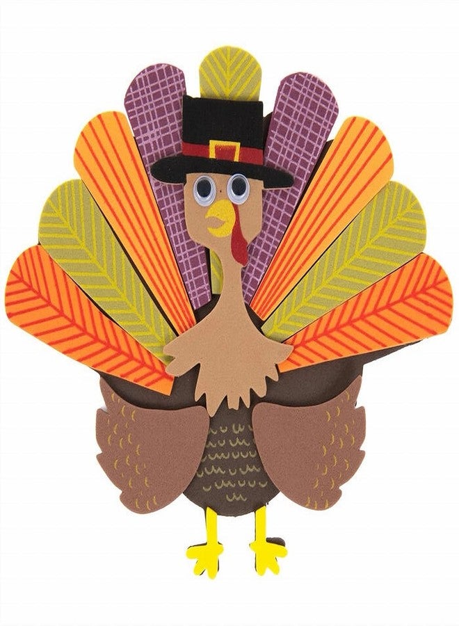 Gerson Set of 12 Turkey Foam Craft Kits for Fall and Thanksgiving School Kid Fun, Brown and Orange, (CHG F124) - Image 1
