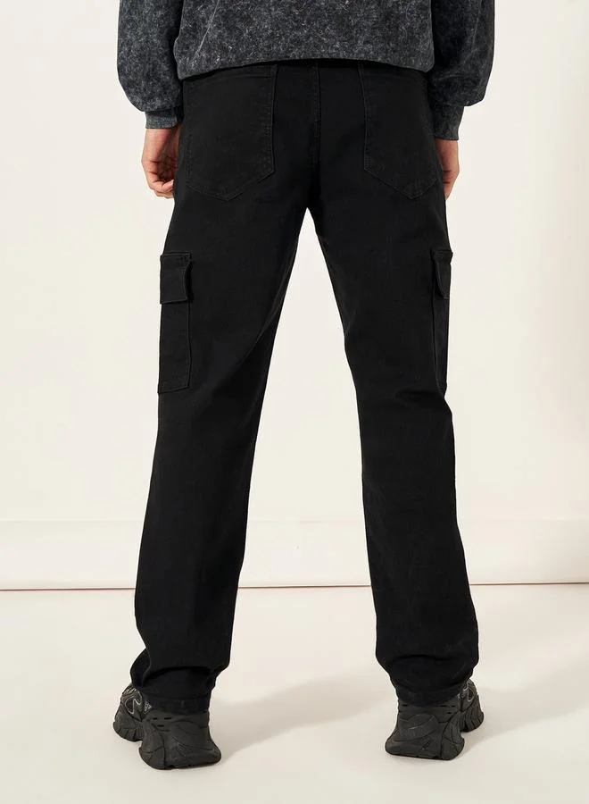 Styli Mid Rise Relaxed Fit Cargo Jeans