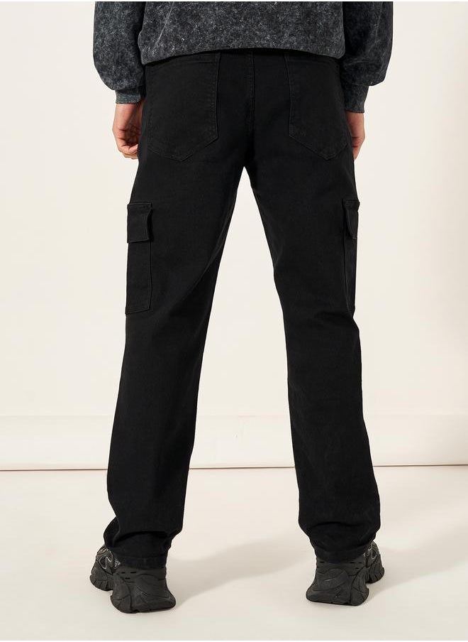 Styli Mid Rise Relaxed Fit Cargo Jeans  - Image 4
