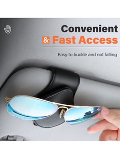 KASTWAVE Car Sun Visor Sunglasses Clip Organizer, 2 Pack Leather Eyeglasses Mount with Card Holder, Sleek Black & Gray Vehicle Accessories  - Image 3