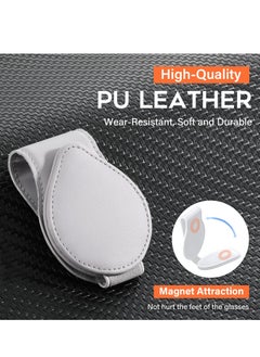 KASTWAVE Car Sun Visor Sunglasses Clip Organizer, 2 Pack Leather Eyeglasses Mount with Card Holder, Sleek Black & Gray Vehicle Accessories  - Image 4