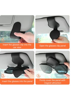 KASTWAVE Car Sun Visor Sunglasses Clip Organizer, 2 Pack Leather Eyeglasses Mount with Card Holder, Sleek Black & Gray Vehicle Accessories  - Image 5