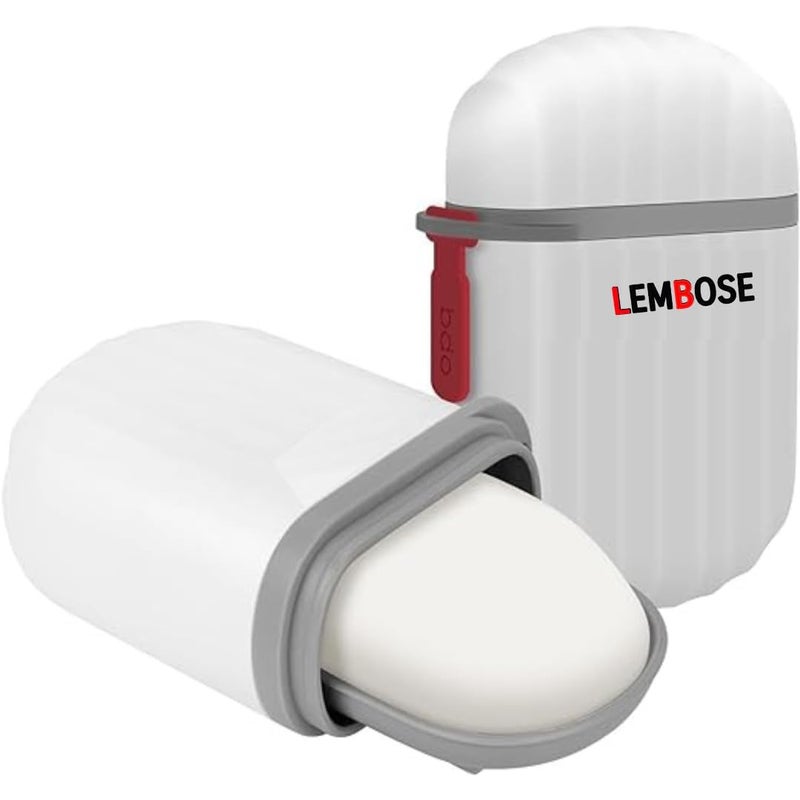 LEMBOSE حاويات صابون بلاستيكية مانعة للتسرب، حوامل صابون خفيفة الوزن للسفر بتصميم قبضة آمنة للاستحمام، التنزه، الصالة الرياضية، والسفر، بيضاء - Image 1