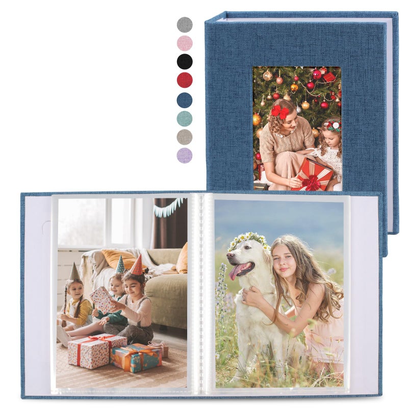 vivinin 2 Pack Photo Album 4x6, Linen Cover Photo Book, Small Photo Album Book for 36 Pockets Hold 72 Pictures, Picture Book for Photos Family Anniversaries Baby Vacationsï¼ˆBlueï¼‰ - Image 1