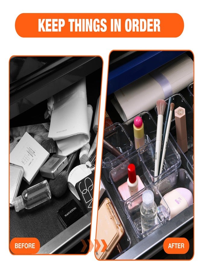 ValueMax 9 PCS Clear Plastic Drawer Organizers Set with Non-Slip Pads, 3 Sizes Desk Drawer Organizer for Vanity, Kitchen, Bathroom and Office - Image 4