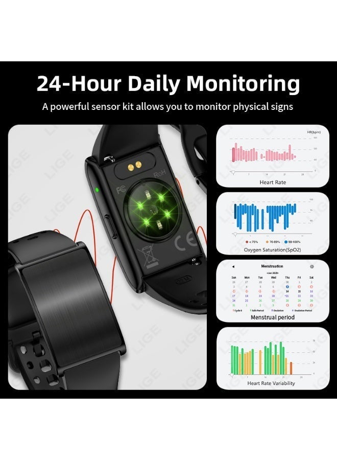 LIGE Lightweight Men's Smart Fitness Tracker with Small Display Screen,Ultra Long Stand By Time,Multifunctional Data Analysis 1 ATM Waterproof with Black Dual Replaceable Wristbands Support Arabic - Image 3