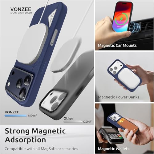 VONZEE Hybrid Shockproof Back Cover Case Compatible with iPhone 17 Pro Max 6.9'', TPU+ Polycarbonate Transparent Anti-Yellow Non-Slip Full-Body Protection Back Phone Case - Blue - Image 5