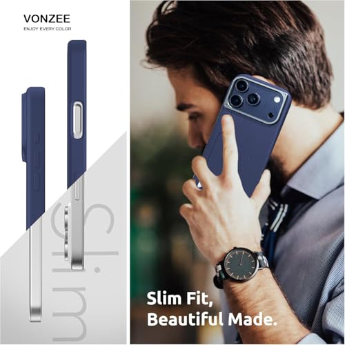 VONZEE Hybrid Shockproof Back Cover Case Compatible with iPhone 17 Pro Max 6.9'', TPU+ Polycarbonate Transparent Anti-Yellow Non-Slip Full-Body Protection Back Phone Case - Blue - Image 3
