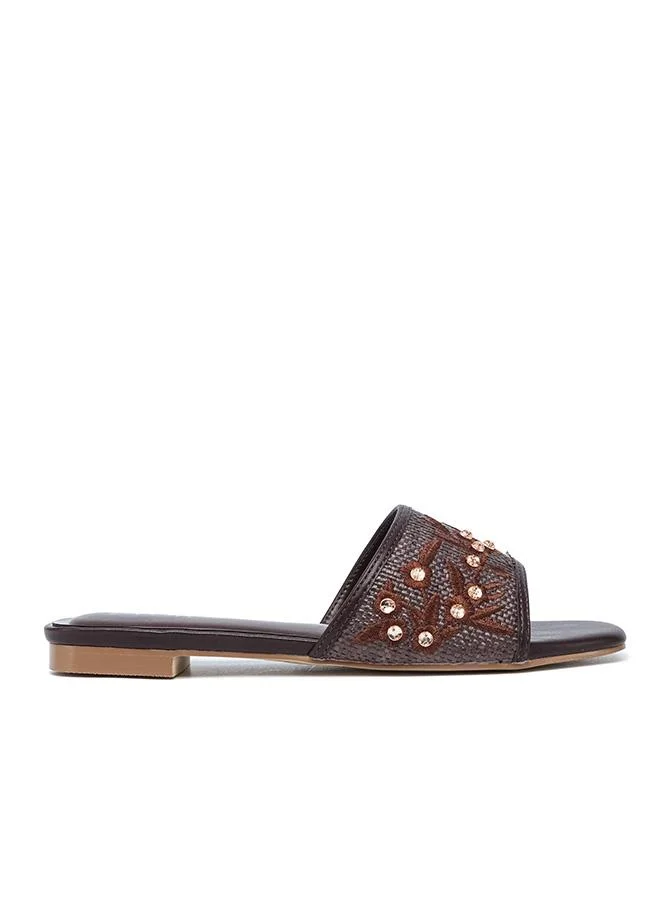 FYOR Stylish Floral-Embellished Flat Sandal HL 312