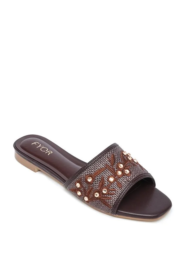 FYOR Stylish Floral-Embellished Flat Sandal HL 312