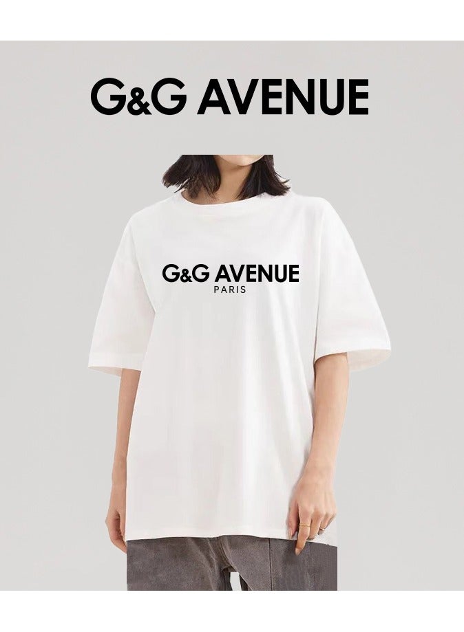 G&G AVENUE Men's Oversized cotton washed solid color T-shirt  fitting men's and women's universal short sleeved fashionable hip-hop 1/2 sleeve round neck T-shirt Heavy cotton fabric Men's  - Image 5