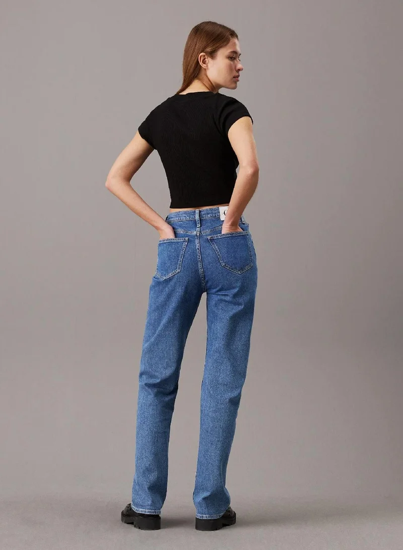 Calvin Klein Ck Black Slim Cropped Ribbed T-Shirt for Women | Best Price UAE