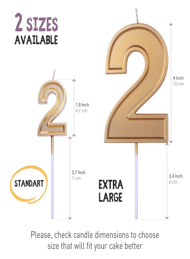 GET FRESH Number 2 Birthday Candle – Gold Number Two Candle on Stick – Elegant Gold Number Candles for Birthday Anniversary Wedding Party – Perfect Baby’s 2nd Birthday Candle for Cake – Gold 2 Candle - Image 3
