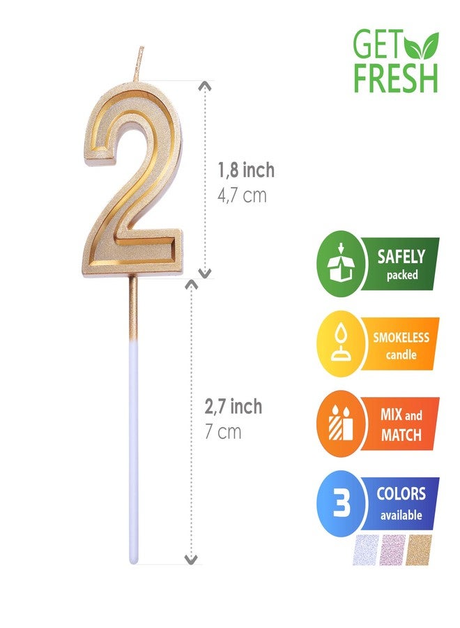GET FRESH Number 2 Birthday Candle – Gold Number Two Candle on Stick – Elegant Gold Number Candles for Birthday Anniversary Wedding Party – Perfect Baby’s 2nd Birthday Candle for Cake – Gold 2 Candle - Image 2