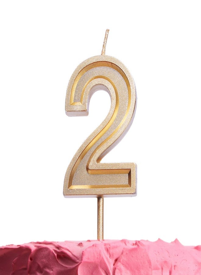 GET FRESH Number 2 Birthday Candle – Gold Number Two Candle on Stick – Elegant Gold Number Candles for Birthday Anniversary Wedding Party – Perfect Baby’s 2nd Birthday Candle for Cake – Gold 2 Candle - Image 1