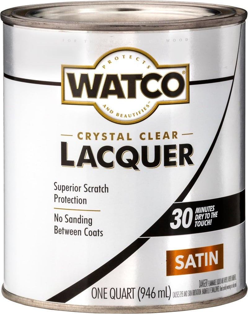 RUST-OLEUM Watco Crystal Clear Lacquer Wood Finish - Quart Size, Clear Satin