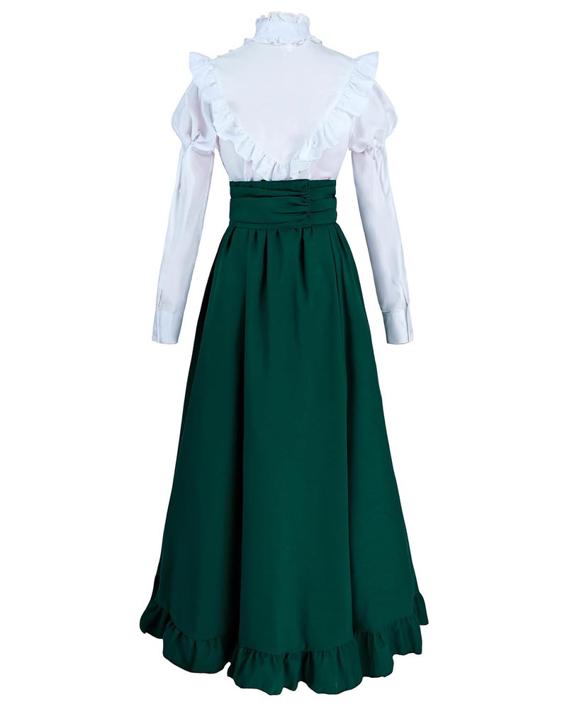 FCCAM FCCAM FCCAM Victorian Dress for Women 2-Pieces 1800s Edwardian Dress Ball Gown Renaissance Costume Green XL - Image 2